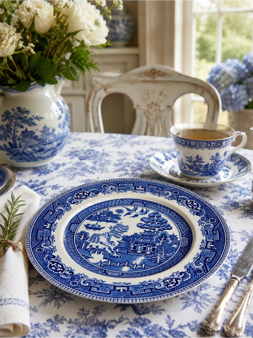 Alfred Meakin Old Willow Blue Transferware Dinner Plate 9.75” England